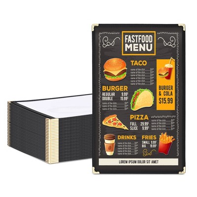 WeChef 30 Packs Restaurant Menu Covers 8.5 x 14 Single Page 1 Page 2 Views Black