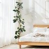 S-Shape Artificial Rubber Tree with White Planter, Faux Plants Indoor Faux Floor Artificial Trees with Magnolia Flowers for Home Office Decor - 2 of 4