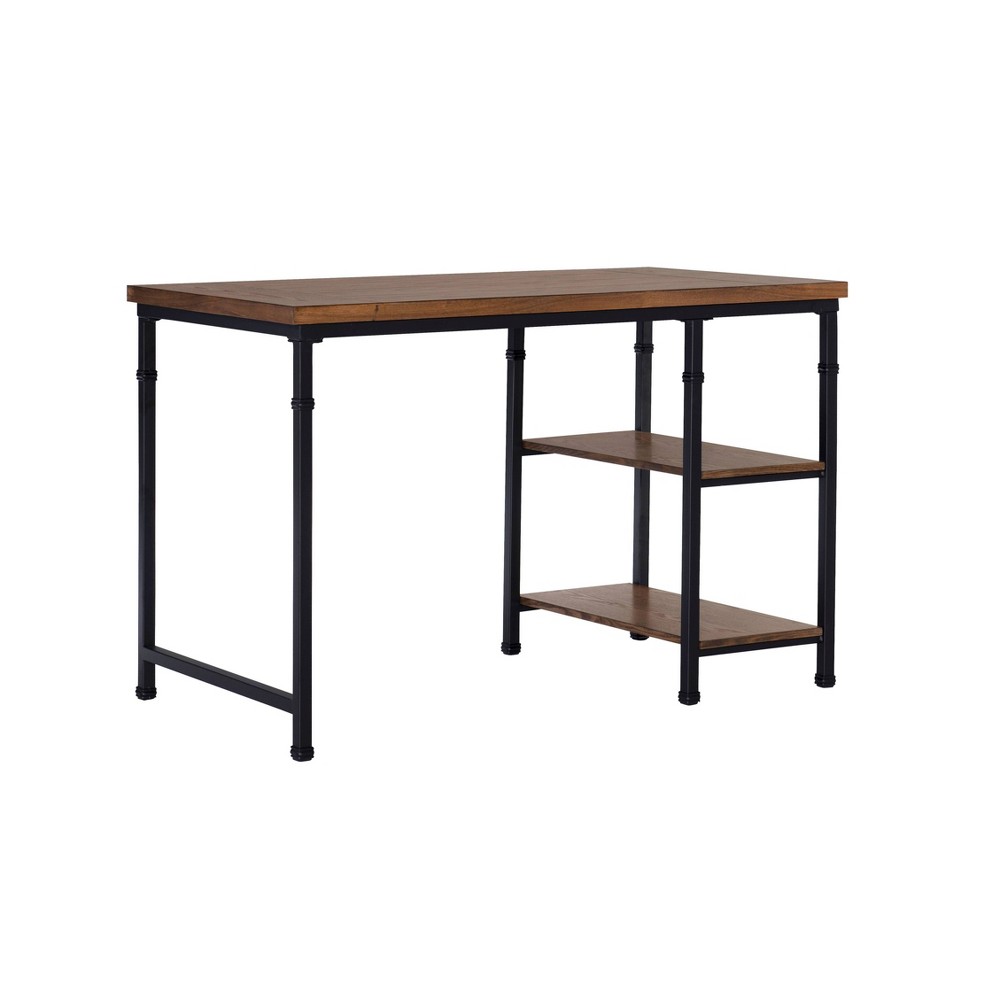 Photos - Office Desk Linon Austin Industrial 2 Shelf Desk Brown  