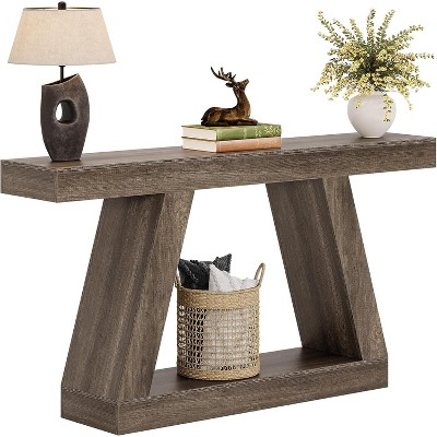 Tribesigns 55.12-Inch Farmhouse Console Table with Storage, Industrial Wooden Sofa Table