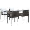 vidaXL Patio Dining Set with Cushions Outdoor Furniture Poly Rattan and Steel - Brown 55.1" Table Length 4 Items - 3 of 4