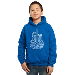 LA Pop Art Boy's Word Art Hooded Sweatshirt - Languages Guitar - 1 of 4