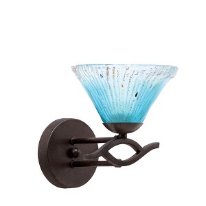 Toltec Lighting Revo 1 - Light Sconce in  Dark Granite with 7" Teal Crystal Shade - 1 of 1