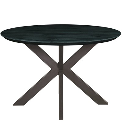 Ravenna 47" Ebony Round Wood Dining Table with X-Shaped Metal Base