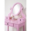 Roundhill Furniture Moniya Wood Makeup Vanity Table and Stool Set, Pink - 3 of 4