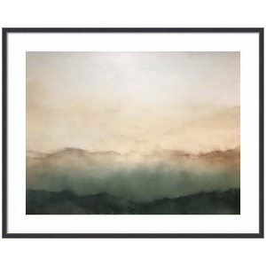 Kate and Laurel Framed Art Green Mountain Abstract I Horizontal by Amy Lighthall, 41x33, Stylish Black Narrow - 1 of 4