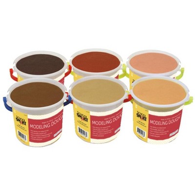 School Smart Multi-Ethnic Modeling Dough Set, 1 Pound, Assorted Skin Tone Colors, set of 6