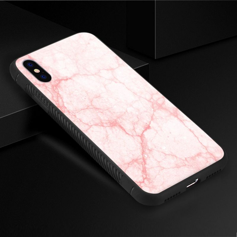 Reiko iPhone X/iPhone XS Hard Glass Design TPU Case with Pink Marble, 2 of 5