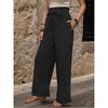 Coolmee Women Casual Wide Leg Pants High Waisted Elastic Tie Knot Stripe Boho Beach Trousers with Pockets - 4 of 4