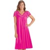 Collections Etc Silky Lace Trim V-Neckline Knee-Length Nightgown with Flutter Lace Sleeves - 3 of 3