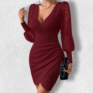 lilac lace bodycon dress Gathered Lace Ruched Bodycon Mini Dress Lilac main image 1