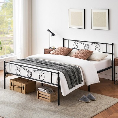 WhizMax Queen Size Metal Bed with Storage Space, Queen Bed Frame Platform with Headboard and Footboard, Mattress Foundation, No Box Spring Needed