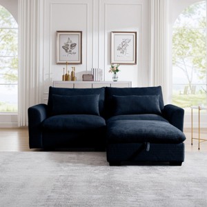 3 Pieces Modern Sofa With Storage Ottoman, Modular Couch Sectional Sofas Small With Pillows And Round Armrests, Small L Shape Sofa-Cuddlewood - 1 of 4