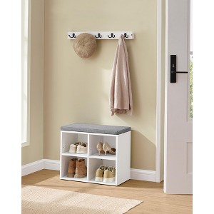 Cloud White Shoe Bench with Cushion - 4 Compartments, 2 Adjustable Shelves. Entryway Bench with Padded Seat for Bedroom, Closet, Living Room - 1 of 4