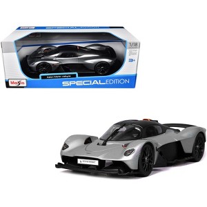 Aston Martin Valkyrie Silver Metallic with Matt Black Top "Special Edition" Series 1/18 Die Cast Model Car by Maisto - 1 of 3