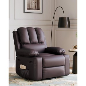Recliner Chair for Adults, Overstuffed Manual Recliner with Cup Holder and Side Pockets, Vintage Upholstered Single Sofa for Living Room - 1 of 4