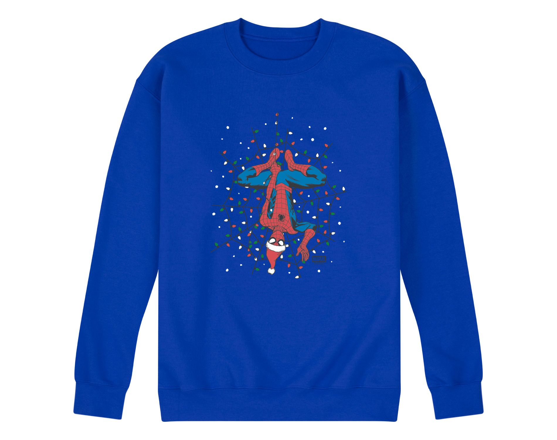 Men's Marvel Holiday Lights Spider Man Graphic Fleece Sweatshirt - Royal Blue - 3 X-Large