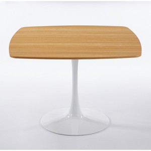 Gulches 42 Inch Square Tulip Dining Table, Mid-Century Modern MDF Top with Oak Finish & Metal Legs, Seats 2-6, for Small Space/Bistro/Cafe/Office - 1 of 4