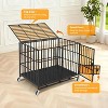 36 Inch Heavy Duty Dog Crate with 3 Doors, Escape-Proof Metal Kennel with Wheels & Removable Tray, Large Dog Cage for Medium & Large Dogs, Black - 4 of 4