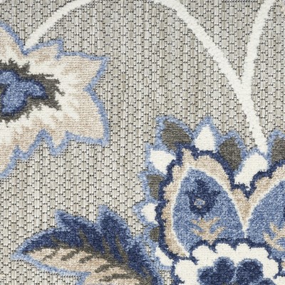 Aloha Blue/Grey Floral Easy-Care 3'6" x 5'6" Outdoor Rug