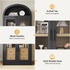 Arched Bookshelf with Doors and Drawers Farmhouse Bookcase 15.83in Depth Display Storage Shelves 71.4in Tall Wooden Display Cabinet Rounded Bookcases - 4 of 4