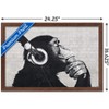 Trends International Chimp with Headphones on Wall Framed Wall Poster Prints - 3 of 4