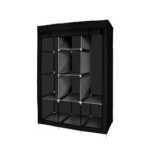 J&V TEXTILES Portable Closet Wardrobe Closet for Hanging Clothes with 8 Storage Shelves, 2 Hanging Rod and 4 Pockets, Free Standing Closet - 1 of 4