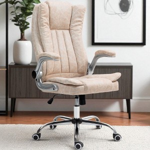 Mshliw Executive High Back Swivel Office Chair with Adjustable Height, Tilt Function, Padded Flip-Up Arms and Microfiber Upholstery - 1 of 4