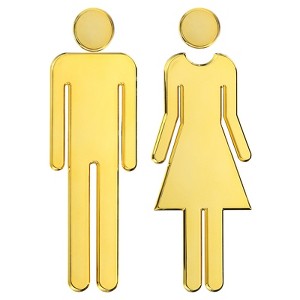 Unique Bargains Self-Adhesive Office Business Men Women Restroom Sign 1 Pair - 1 of 4