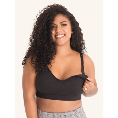 Leading Lady The Alyssa - Seamless Wireless Nursing Bra in Jet Black, Size: 3XL.