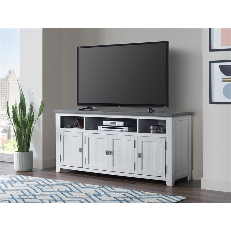 Foundry 65" TV Stand White Stain with Gray Top - Martin Svensson Home, 3 of 10