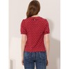 Allegra K Women's Heart Sweet Peter Pan Collar Puff Short Sleeve Blouses - 4 of 4