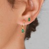Gold Hoop Earrings With Green Drop, Huggie Hoops For Women & Men - 14K Gold, Hypoallergenic - 2PCS - 2 of 4