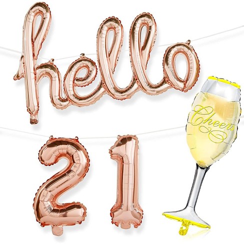 21st foil champagne decorations birthday bash sparkle balloons hello rose glass gold target