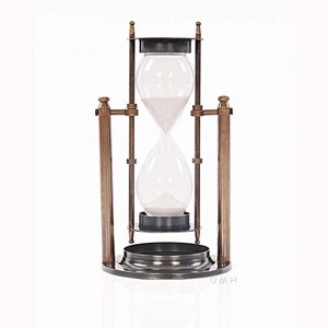 Brass Revolving Sandtimer – 8.5" Tall – Antique Nautical Hourglass By Old Modern Handicrafts - 1 of 4