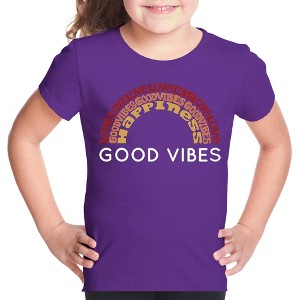 LA Pop Art Girl's Word Art T-shirt - Good Vibes - 1 of 4