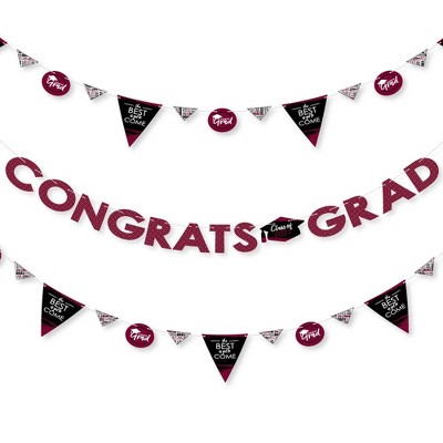 Big Dot of Happiness Maroon Grad - Best is Yet to Come - 2021 Burgundy Letter Banner Decoration - 36 Banner Cutouts and Congrats Grad Banner Letters