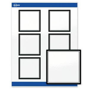 Avery Printable Square Labels, Double Black Border, 3" x 3", Glossy White Square Labels, Permanent, Laser/Inkjet, 60ct, Great for Product Labels - 1 of 4