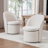 YOUNIKE Swivel Accent Chair 21" Wide Round Barrel Chair Modern Upholstered Living Room Chair Makeup Chair for Bedroom, Boucle Fabric - 2 of 4