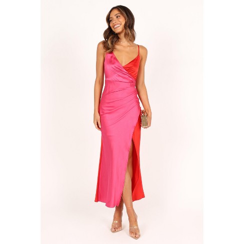 Petal And Pup Womens Lipa Colourblock Midi Slip Dress - Pink/red L : Target