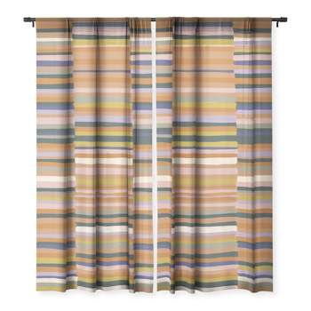 Gigi Rosado Brown striped pattern Set of 2 Panel Sheer Window Curtain - Deny Designs