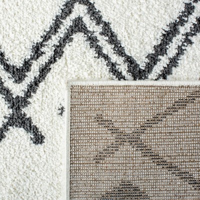 Cream and Navy Rectangular Shag Area Rug, 6' x 9'