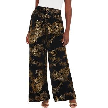 ShoSho Lounge Pants Womens Size XL Black Brown Paisley Tribal