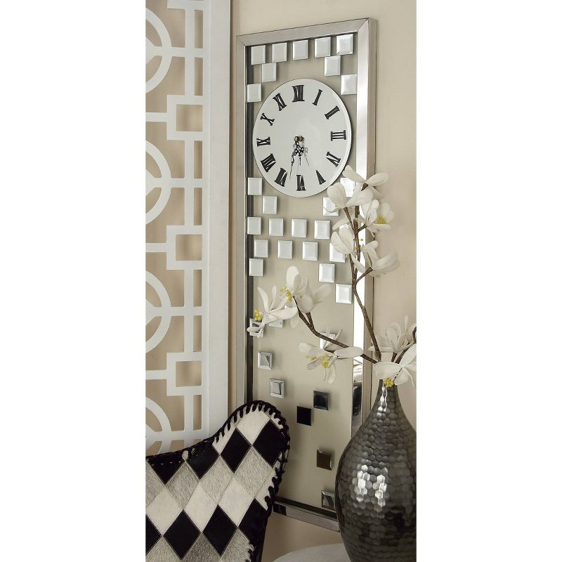 42&#34;x13&#34; Glass Beveled Mirrored Wall Clock Silver - Olivia &#38; May, 2 of 8