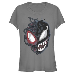 Juniors Womens Marvel Spider-Man Miles Venom Mask T-Shirt - 1 of 3