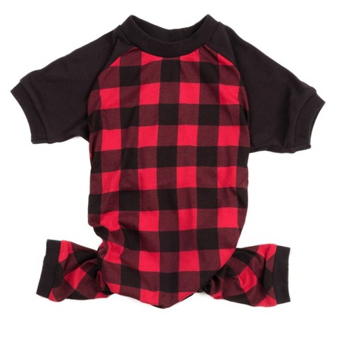 Leveret Dog Cotton Pajamas Plaid Black and Red S