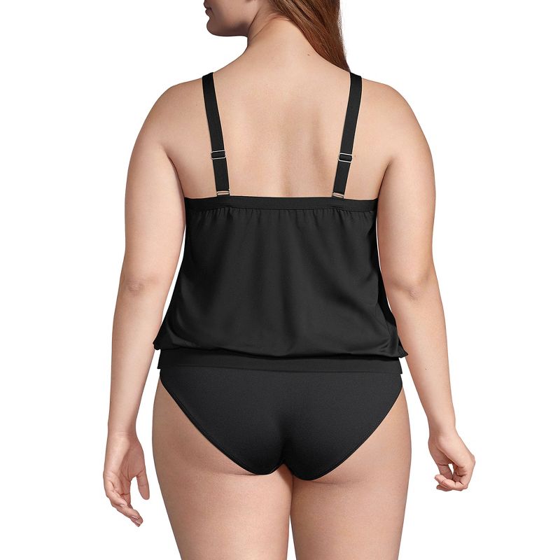 Lands' End Women's Blouson Tummy Hiding Tankini Top Swimsuit Adjustable Straps, 2 of 5