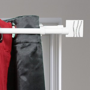 Evideco French Home Goods Adjustable Double Curtain Rod 50"-82" with Decorative Finials, Available in Black or White - 1 of 4