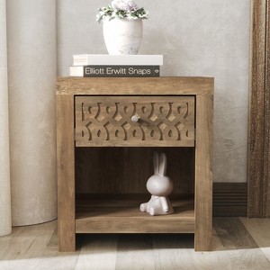 Galano Lavish 1 Drawer Nightstand in Dusty Gray Oak, Knotty Oak - 1 of 4