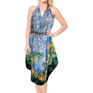 LA LEELA Women's Swimwear Sarong Wrap Cover up Wraps One Size Grey Bike - 1 of 3